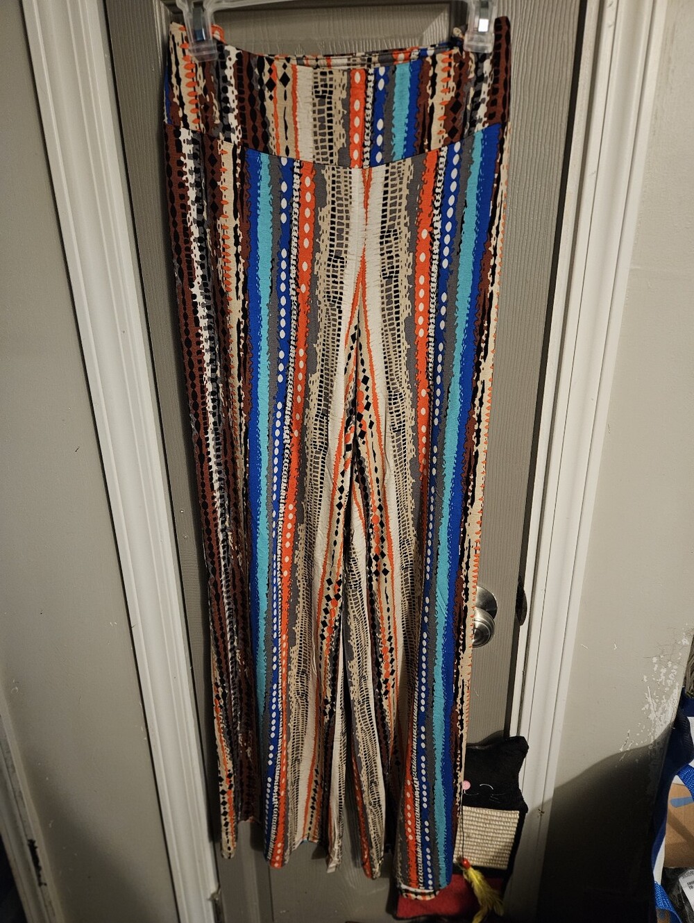 BRAND NEW ** Striped Wide-Leg Women’s Pants in Blue, Orange & Brown